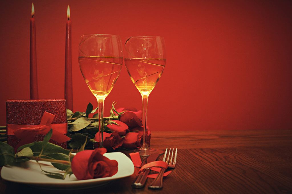 Champagne glasses on Valentine's Date