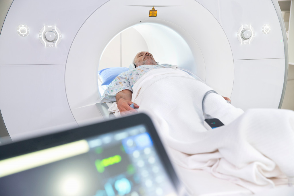 a person undergoing MRI scan