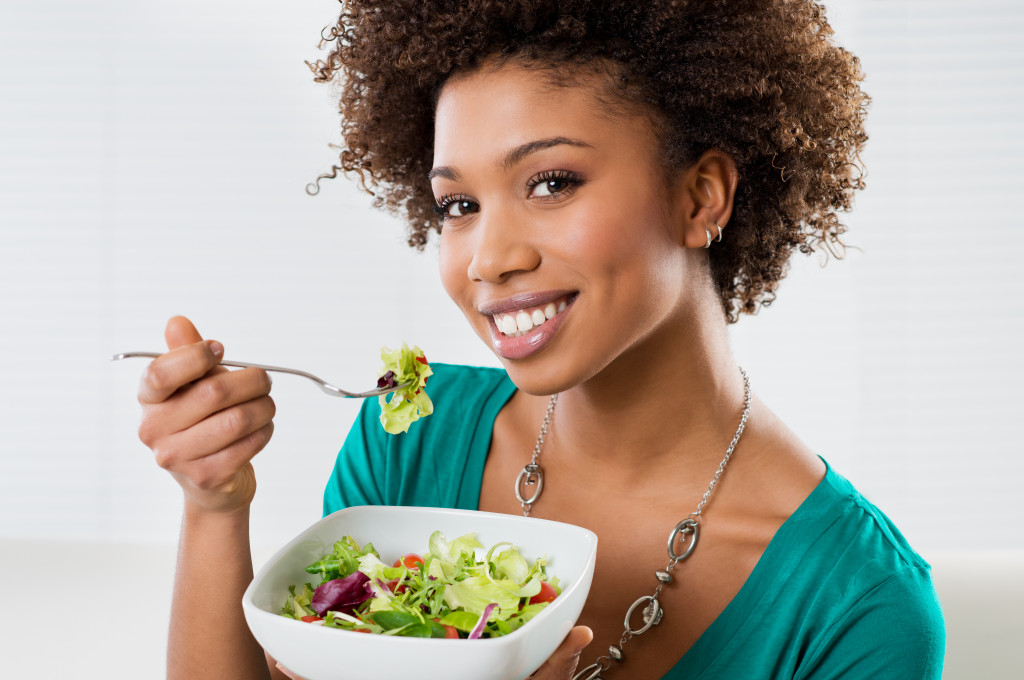 woman with a salad